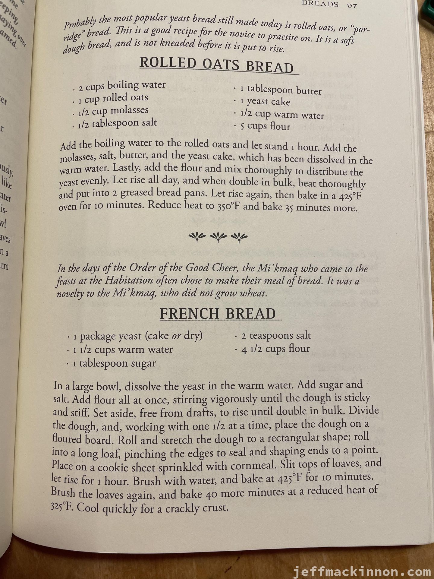 French Bread recipe, with oat bread I want to try next time.